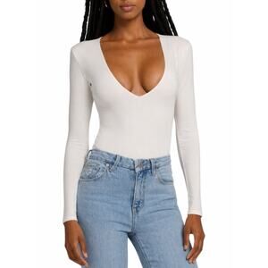 Good American Good Body Power Shoulder Bodysuit Ivory Size 5/ 2X